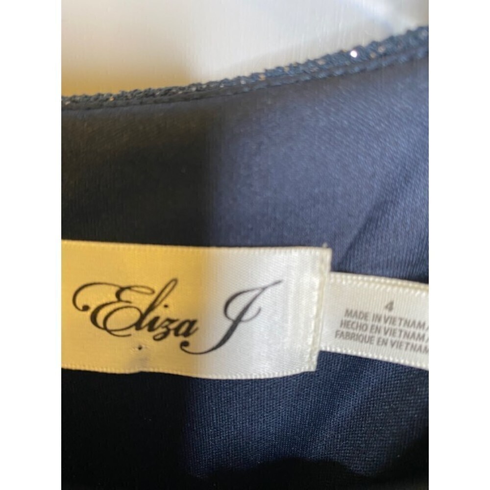 Eliza J Long Sleeve Sheath Dress Sz 4 Blue with Silver sparkle fabric EUC - Picture 3 of 5
